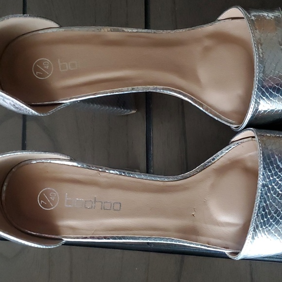 Boohoo Wide Width Snake Metallic Platform Heels, Metallic, US9 (UK7) NWOTs - Picture 8 of 16